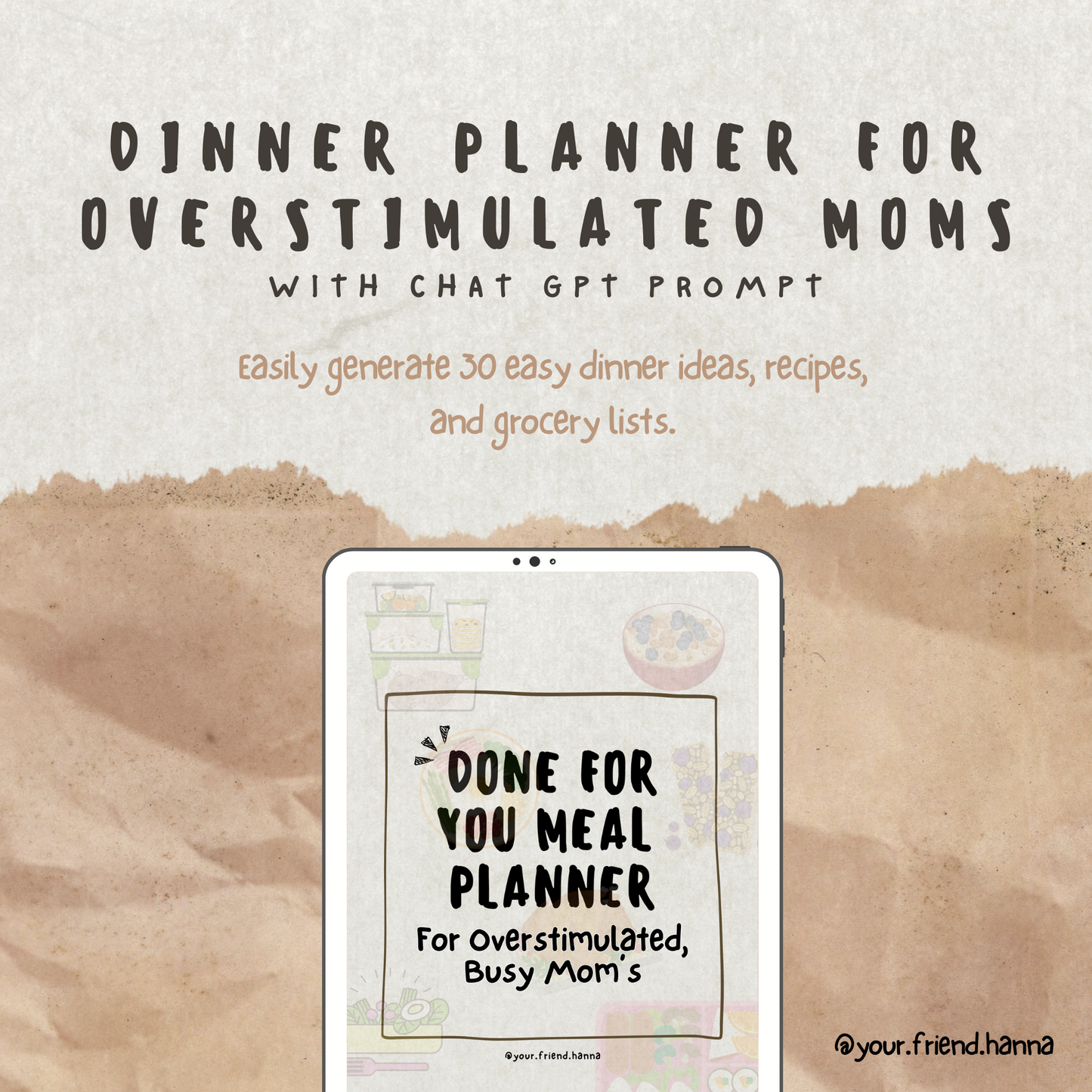 done for you meal planner for overstimulated moms